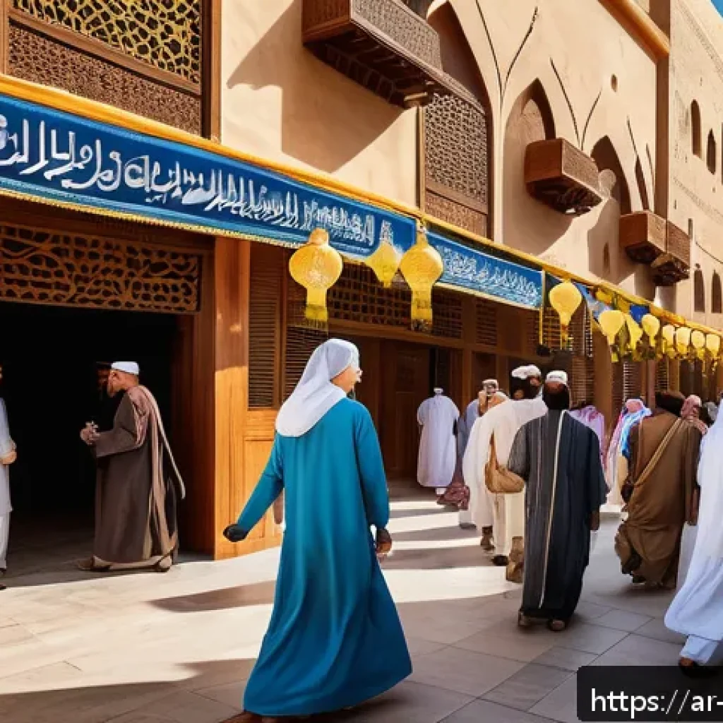 종교 자유와 기독교 - A vibrant street scene in a contemporary Middle Eastern city showcasing diverse groups of people fro...