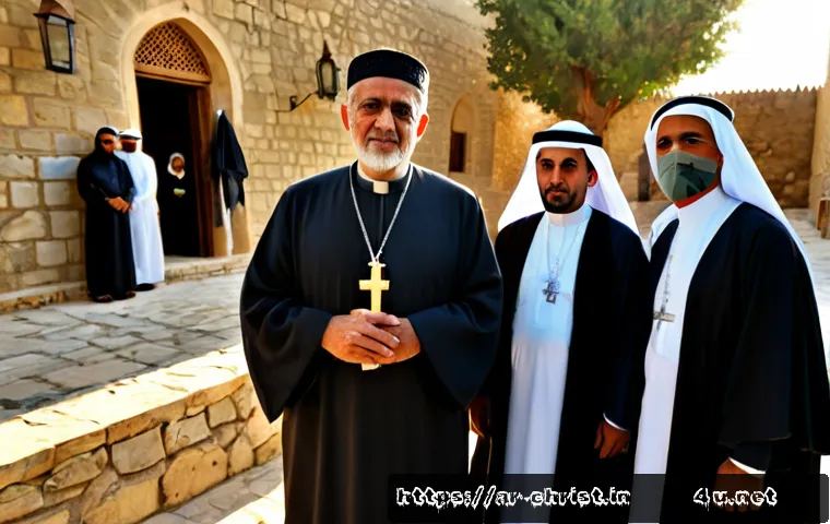 기독교와 독립운동 - Photorealistic historical scene of Arab Christian community members supporting a peaceful independen...
